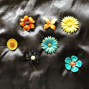 Vintage Enamel Flower Broaches